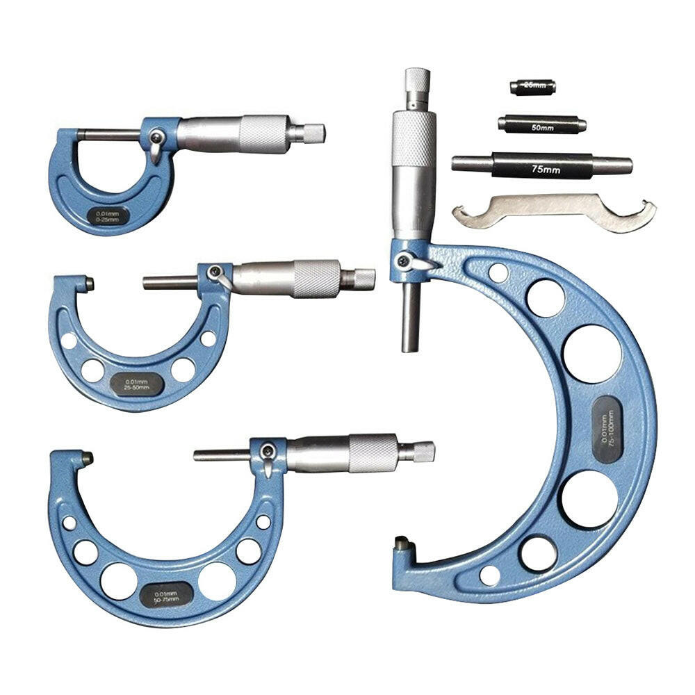4x Outside Micrometer Set 0¡§C100mm Carbide Tip Precision Measuring Tool 0.01mm Suitable For Machinist