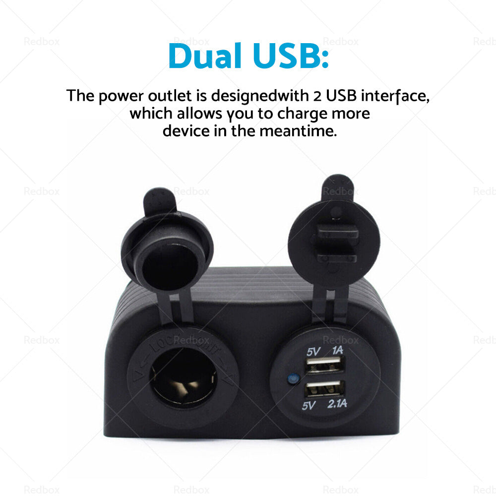 {{ 12V Dual USB Port Charger Socket Mount Panel Adapter Fits For Car Boat Caravan }} - Buy Car Parts Online at {{ Kaka Auto Parts }}.