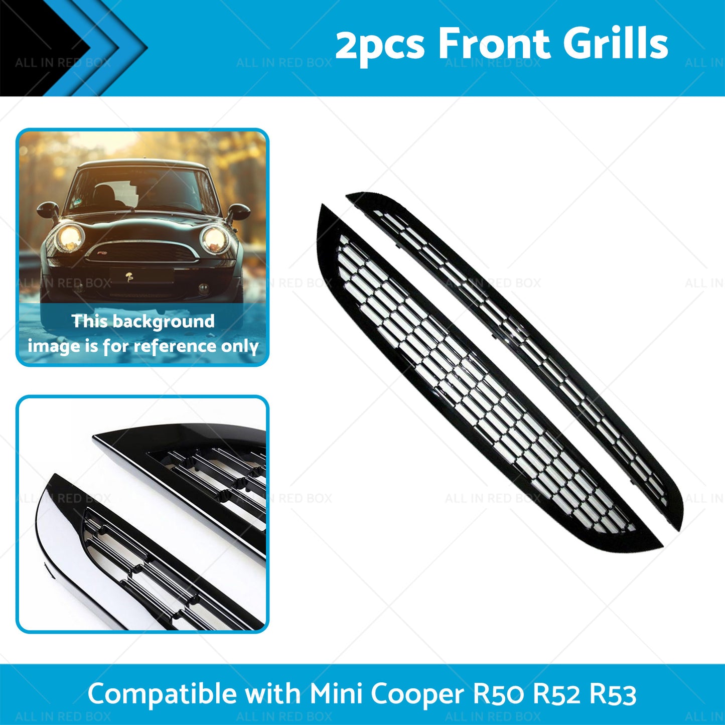 {{ 2PCS Honeycomb Mesh Front Grill Suitable for  Mini Cooper R50 R52 R53 2002-2006 }} - Buy Car Parts Online at {{ Kaka Auto Parts }}.