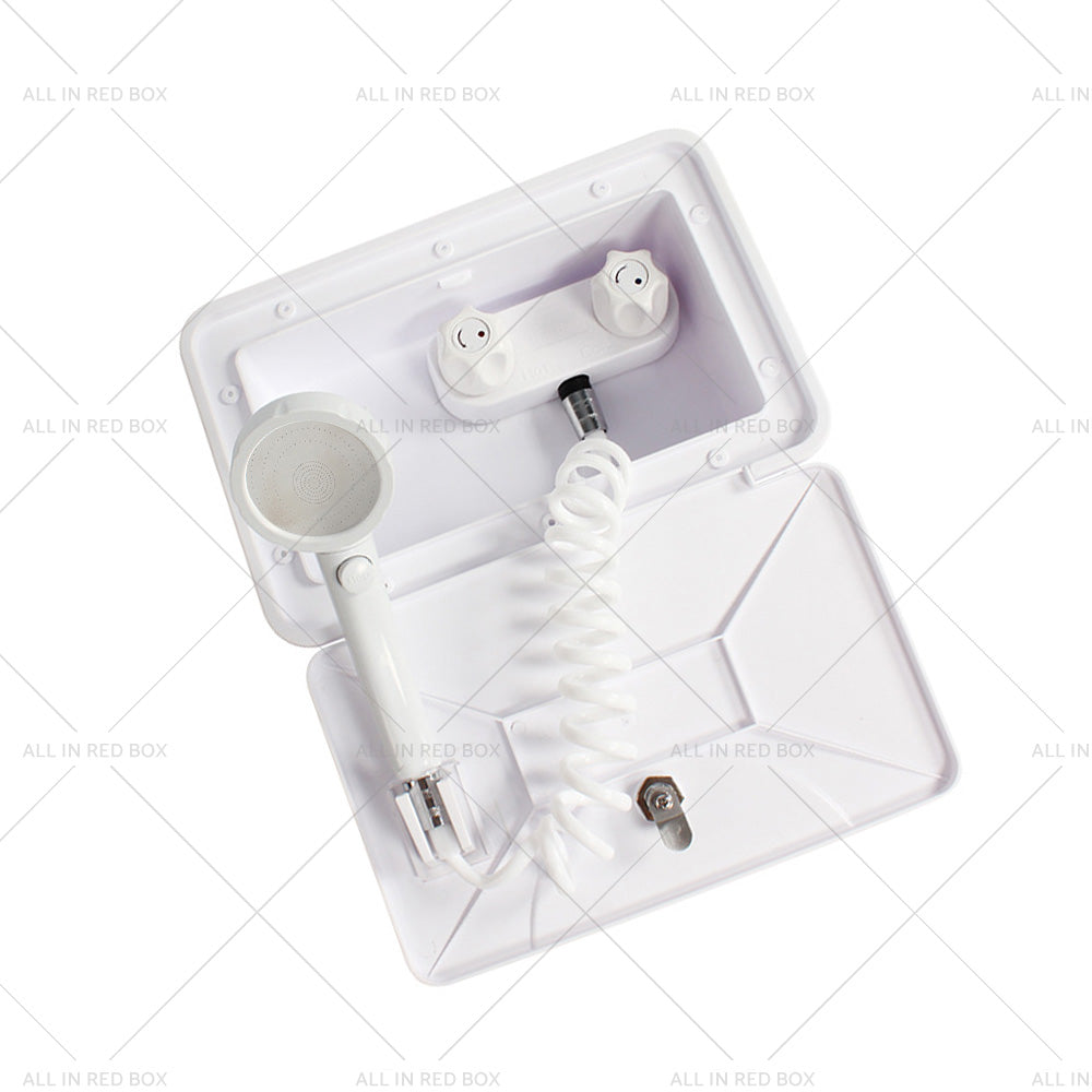 {{ 1 Set External RV Caravan Shower Box Exterior Faucet Camper Trailer Boat White }} - Buy Car Parts Online at {{ Kaka Auto Parts }}.