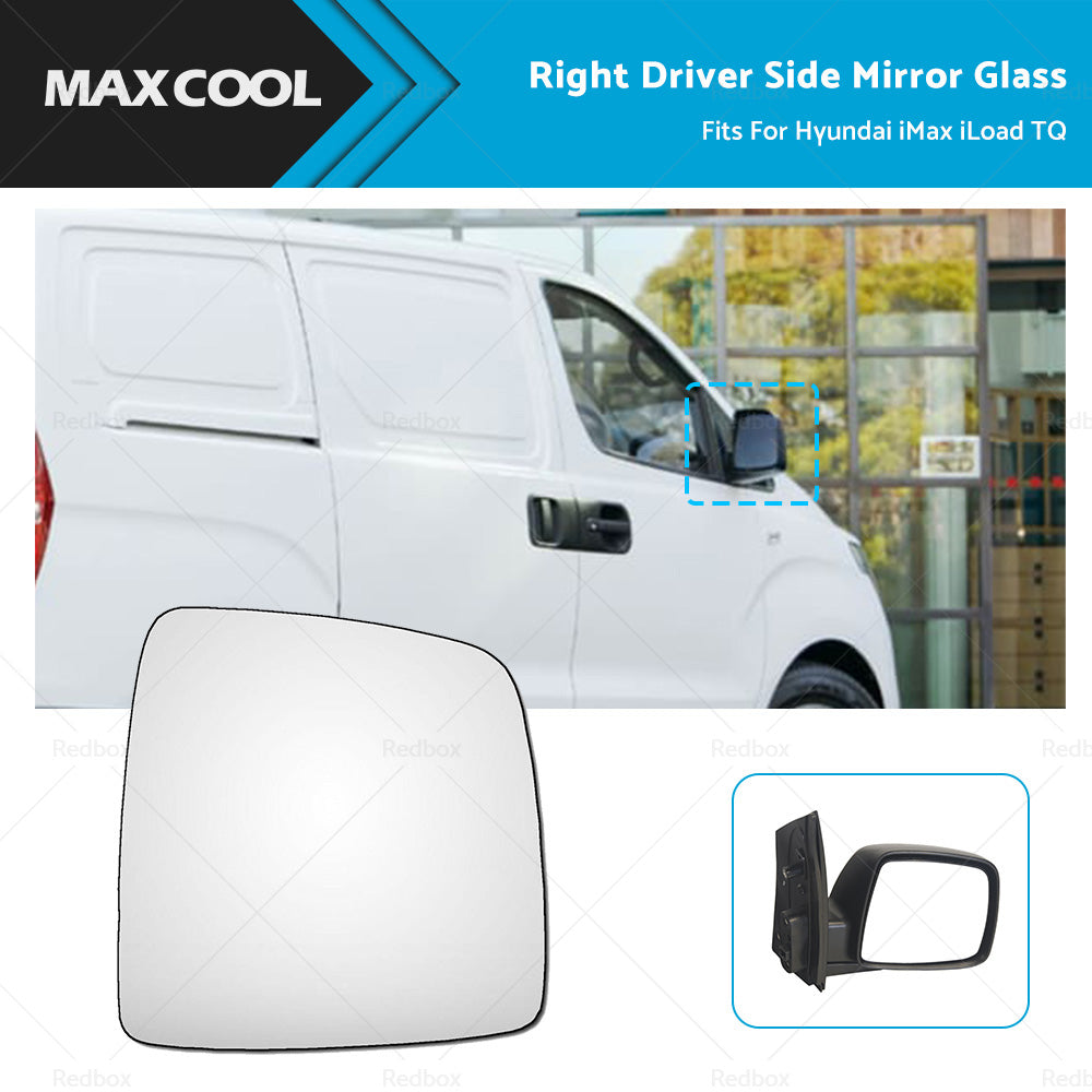 {{ Front Right Driver Side Mirror Glass Fits For Hyundai iMax iLoad TQ 2008-Onward }} - Buy Car Parts Online at {{ Kaka Auto Parts }}.