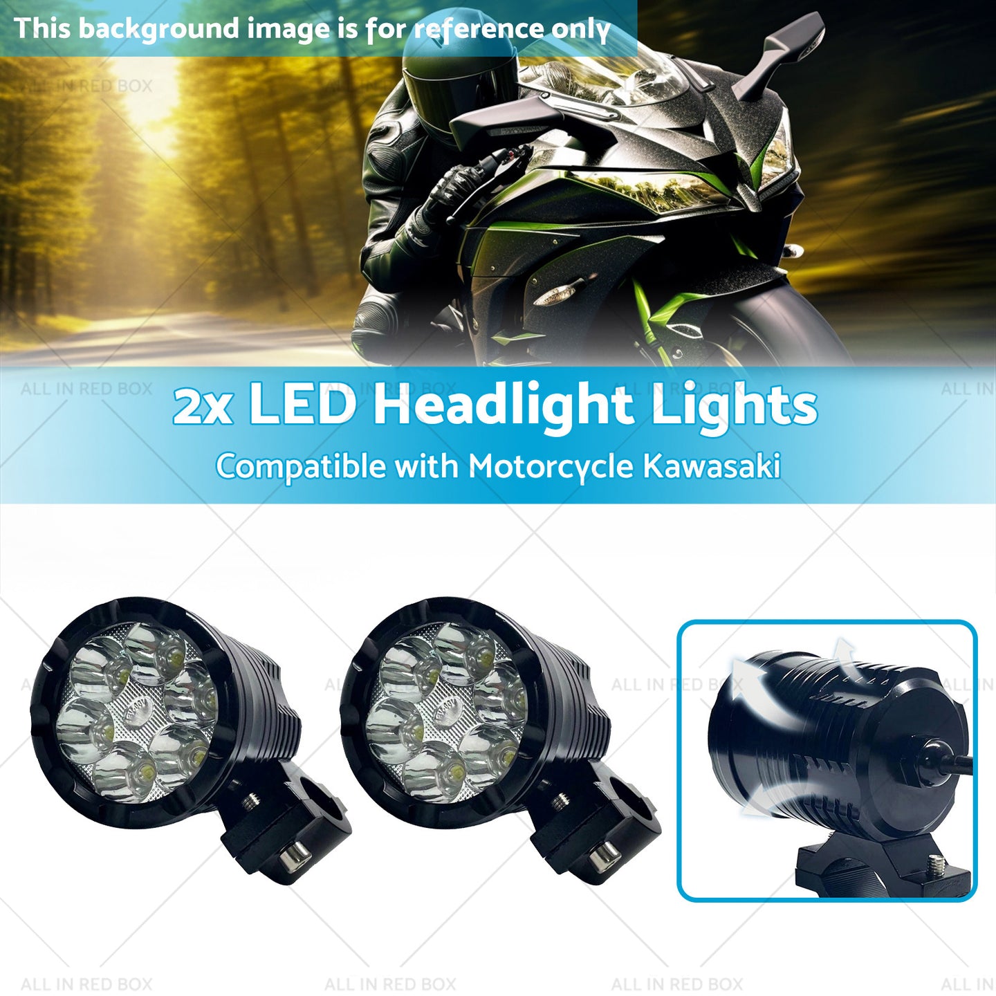 {{ 2x LED Headlight Lights Motorcycle Waterproof Driving Fog Spotlight Lamp }} - Buy Car Parts Online at {{ Kaka Auto Parts }}.