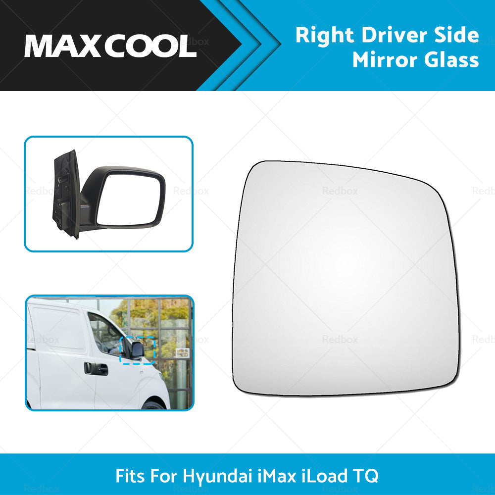 {{ Front Right Driver Side Mirror Glass Fits For Hyundai iMax iLoad TQ 2008-Onward }} - Buy Car Parts Online at {{ Kaka Auto Parts }}.