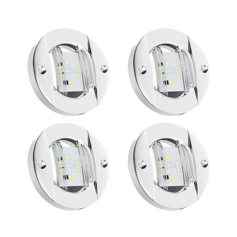4x Round LED Marine Boat Cabin & Deck Courtesy Lights Suitable For Walkway ¡§C White Stern Light