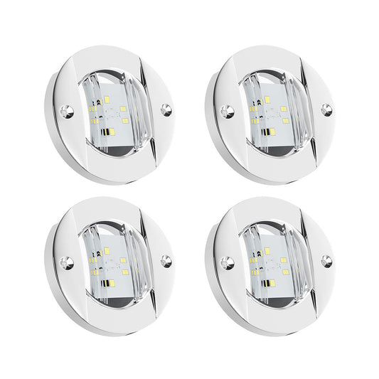 4x Round LED Marine Boat Cabin & Deck Courtesy Lights Suitable For Walkway ¡§C White Stern Light