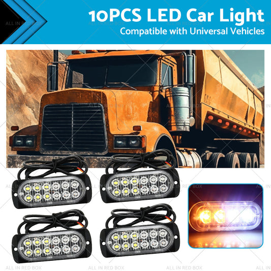 {{ 10x Amber  White LED Car Emergency Beacon Warning Hazard Flashing Strobe Light }} - Buy Car Parts Online at {{ Kaka Auto Parts }}.