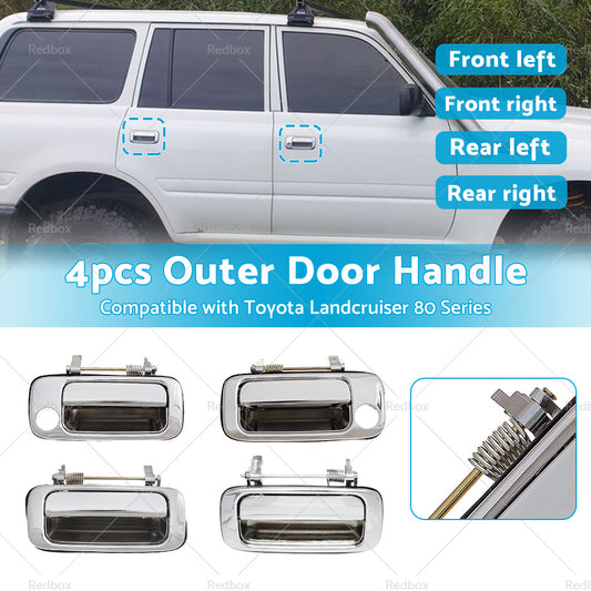 {{ 4X Chrome FRONT REAR OUTER Door Handle Suitable For Toyota Landcruiser 80 Series }} - Buy Car Parts Online at {{ Kaka Auto Parts }}.