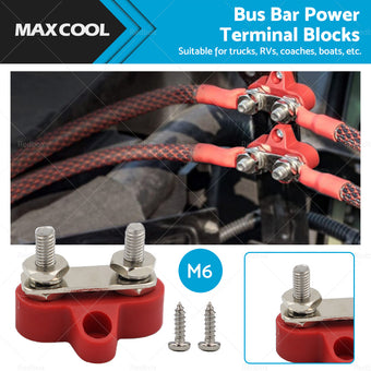 compare product M6 Bus Bar Terminal Block Heavy Duty Red Dual Power Distribution Stud
