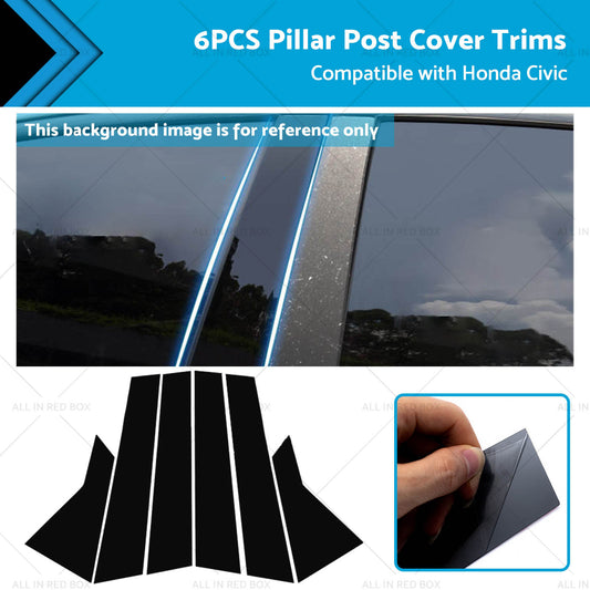 {{ 6x Black Pillar Post Cover Trims Suitable for 2022 Honda Civic }} - Buy Car Parts Online at {{ Kaka Auto Parts }}.