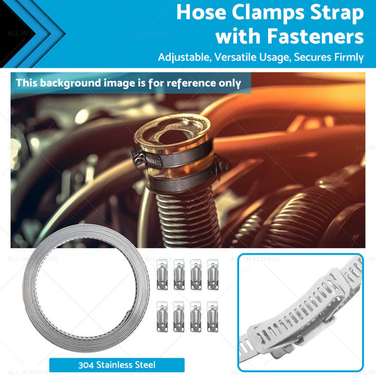 {{ 304 Stainless Steel Worm Clamp Hose Clamps Strap with Fasteners Adjustable DIY }} - Buy Car Parts Online at {{ Kaka Auto Parts }}.