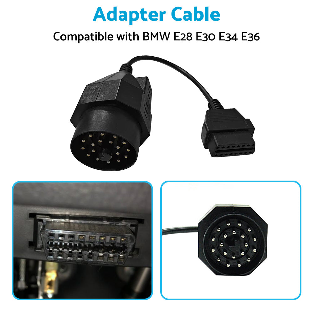 {{ 20 Pin to 16 Pin OBD2 Adapter Diagnostic Connector Cable for BMW E36 E38 E39 E46 }} - Buy Car Parts Online at {{ Kaka Auto Parts }}.
