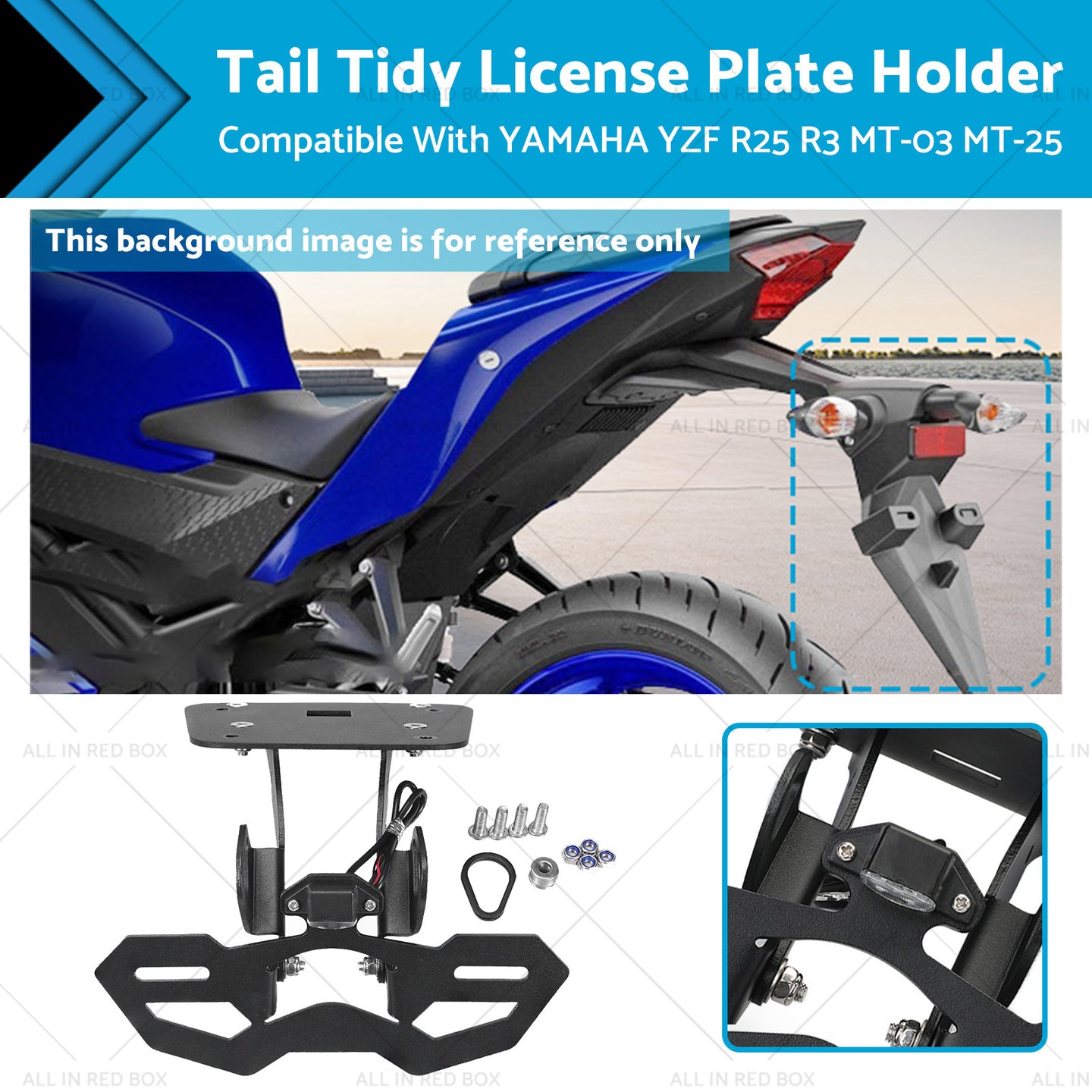 {{ Tail Tidy License Plate Holder Suitable For YAMAHA YZF R25 R3 MT-03 25 2014-2020 }} - Buy Car Parts Online at {{ Kaka Auto Parts }}.