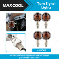 {{ 4x Chrome Motorcycle Amber Bullet Turn Signal Indicators Blinkers Universal Lamp }} - Buy Car Parts Online at {{ Kaka Auto Parts }}.