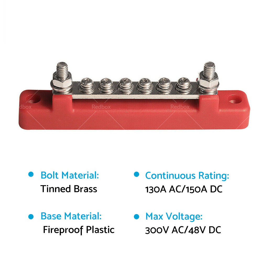 {{ 1 Red  and  1 black Bus Bar Power Distribution Terminal Block 6 Way 12V 150A Rated }} - Buy Car Parts Online at {{ Kaka Auto Parts }}.