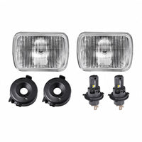 7" Square Head Lamp Set with H4 LED Globes Suitable for Jeep Wrangler CJ Ford - BD1
