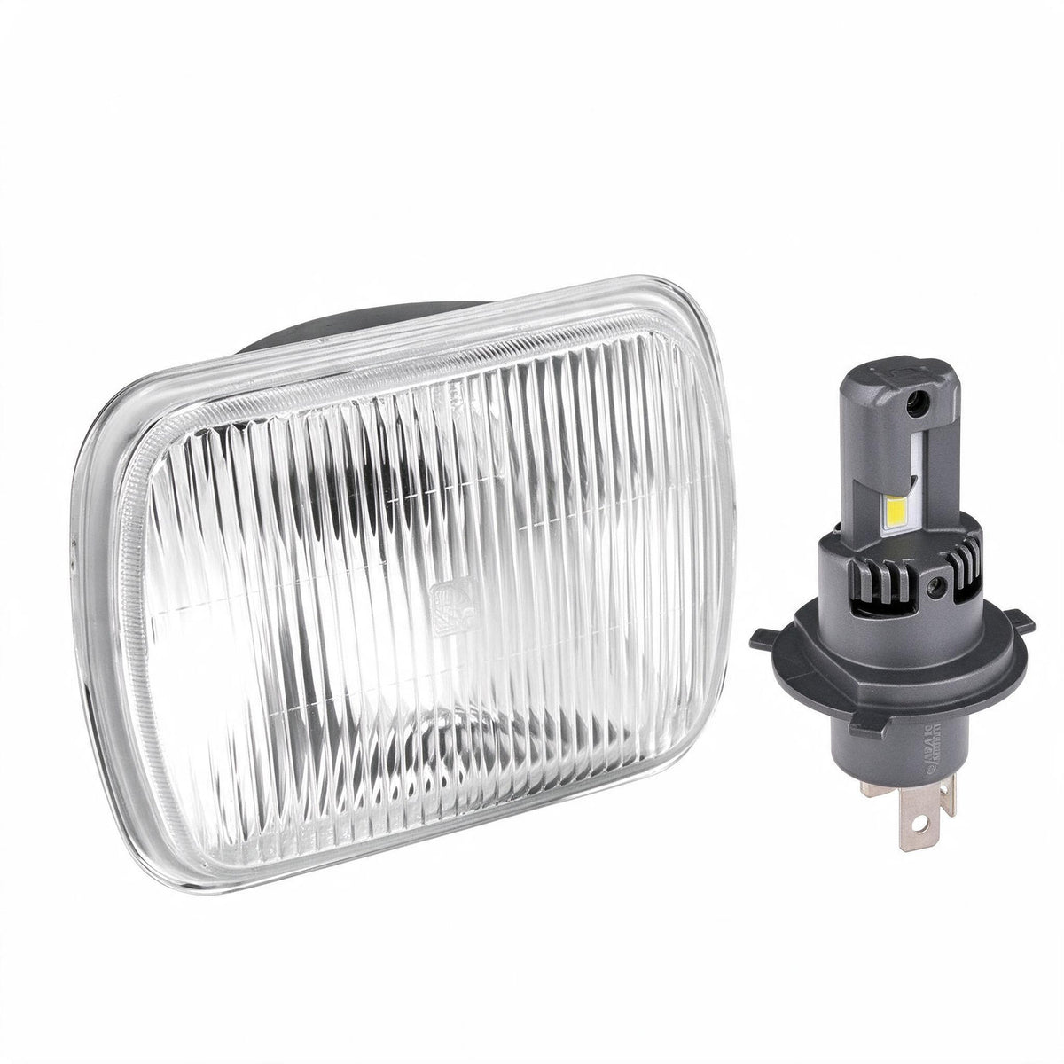 7" Square Head Lamp Set with H4 LED Globes Suitable for Jeep Wrangler CJ Ford - BD2