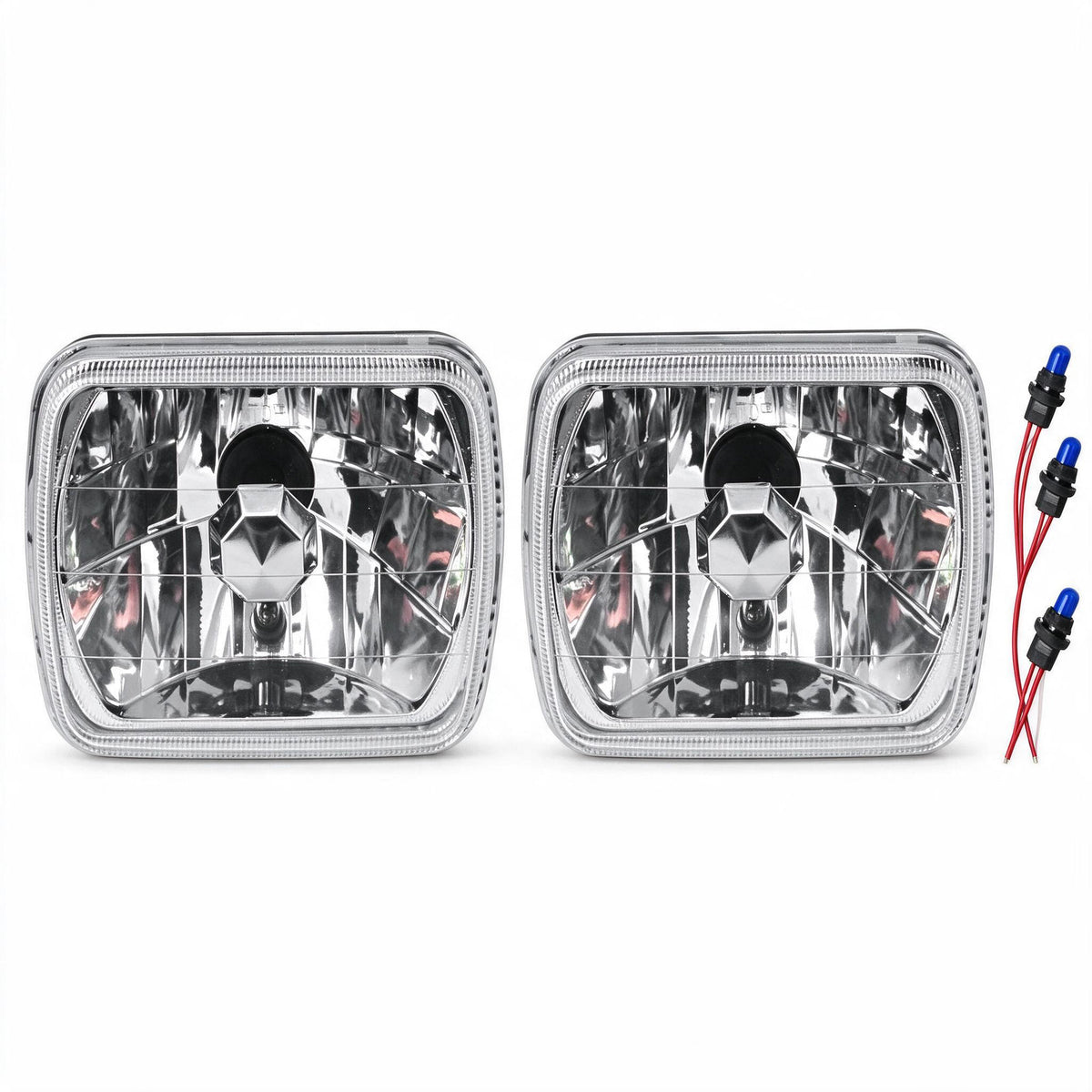 Square 7x5 Inch Head Light Clear Set LH RH Suitable for Chevrolet C10 K10 Blazer - ZT2