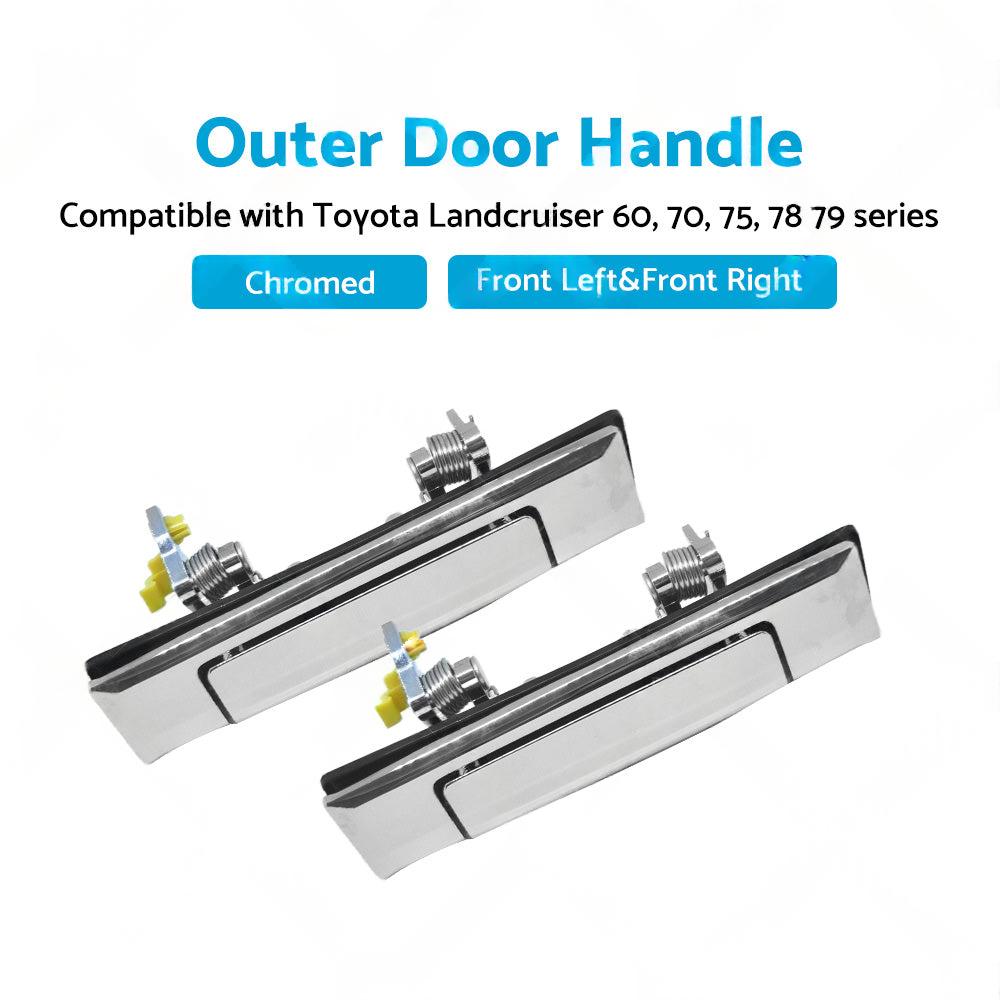 Pair of Chrome Door Handles Suitable For Toyota Land Cruiser 60 / 70 / 75 / 78 / 79 1980-2007