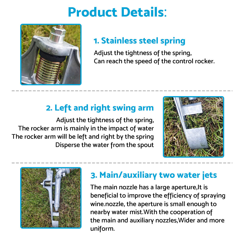 1 inch  Irrigation Spray Tool Sprinkler Suitable For Large 360?? Angle Adjustable Water Impact Area