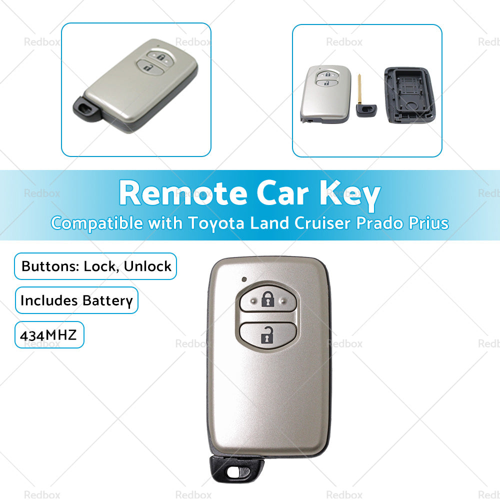 {{ 2 Buttons Complete Remote Car Key Suitable For Toyota Land Cruiser Prado 434MHZ }} - Buy Car Parts Online at {{ Kaka Auto Parts }}.