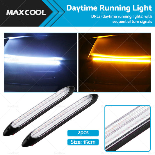 {{ 2x 15cm DRL LED Strip Lights Daytime Running Sequential Turn Signal Lamp }} - Buy Car Parts Online at {{ Kaka Auto Parts }}.