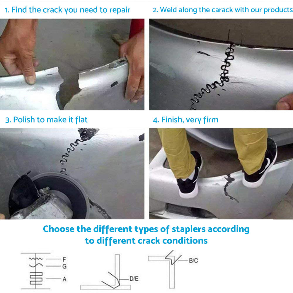 1000PCS Hot Staples Plastic Welding Wave Stapler For Car Bumper Repair Tool Kits