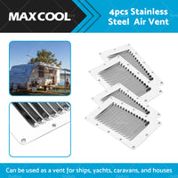 {{ 4pcs Stainless Steel Rectangular Air Vent For Caravan Boat Wall Eave 228x127mm }} - Buy Car Parts Online at {{ Kaka Auto Parts }}.