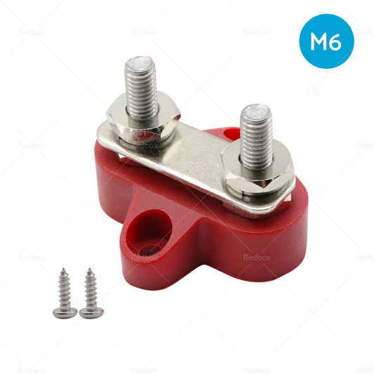 M6 Bus Bar Terminal Block Heavy Duty Red Dual Power Distribution Stud