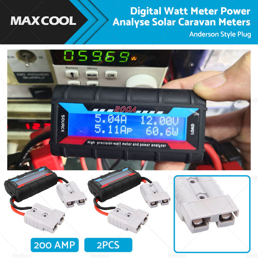 {{ 2 x Digital Watt Meter 200 Amp Power Analyser Solar Caravan Anderson Style Plug }} - Buy Car Parts Online at {{ Kaka Auto Parts }}.