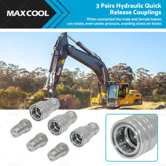 compare product 3 SETS 1 or 2 inch  BSP HYDRAULIC ISO POPPET QUICK RELEASE COUPLINGS COUPLERS TRACTOR