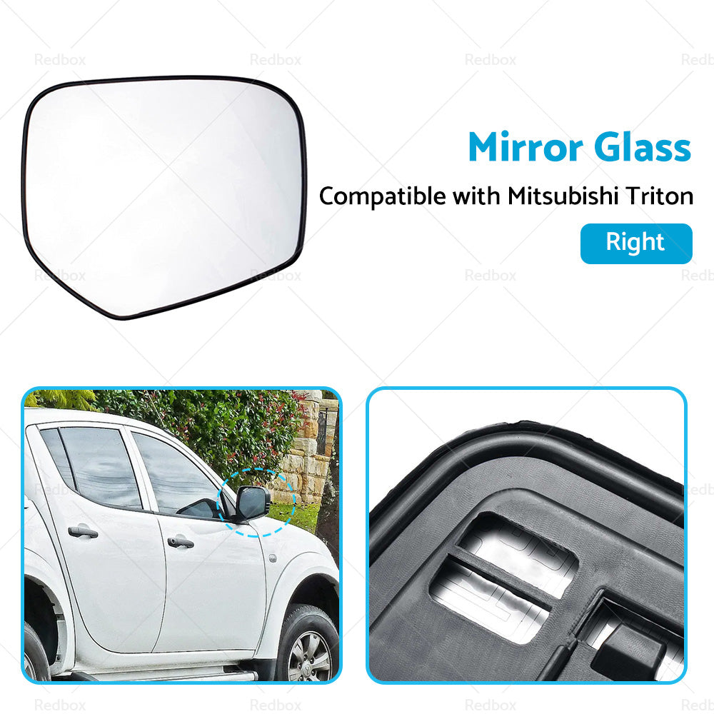 {{ FRONT RIGHT SIDE MIRROR GLASS W  BACK PLATE SUITABLE FOR MITSUBISHI TRITON 06-15 }} - Buy Car Parts Online at {{ Kaka Auto Parts }}.