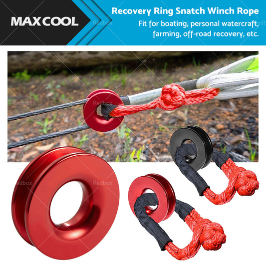{{ 37479lbs Recovery Ring Snatch Block Pulley w or  Soft Shackle Tow Winch Rope Straps }} - Buy Car Parts Online at {{ Kaka Auto Parts }}.