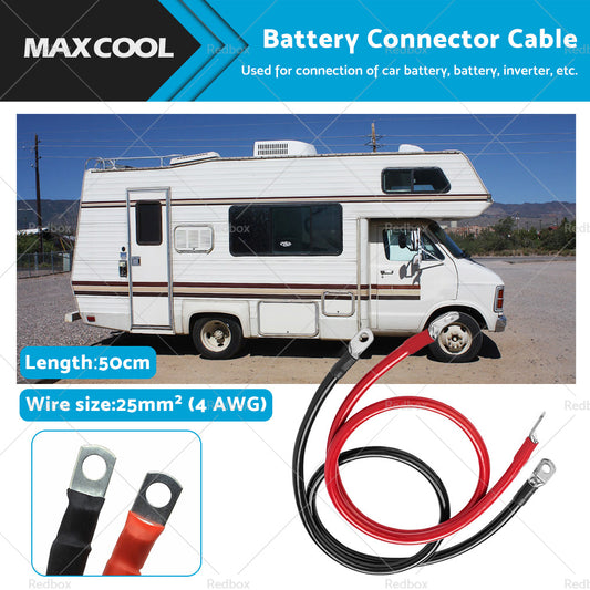 {{ 50cm 12V Battery joiner Connector Lead DC Wire 100 Amp Cable  and  lugs Red  and  Black }} - Buy Car Parts Online at {{ Kaka Auto Parts }}.