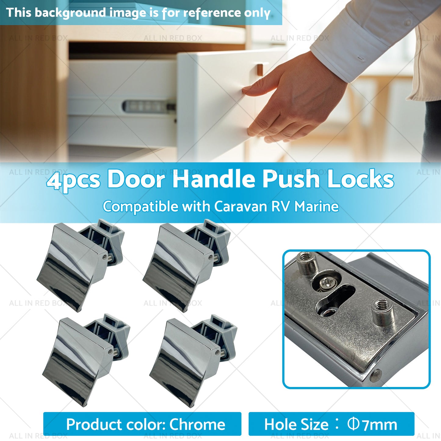 {{ 4x Door Handle Push Locks Suitable for Caravan RV Marine Cupboard Latch Knob }} - Buy Car Parts Online at {{ Kaka Auto Parts }}.