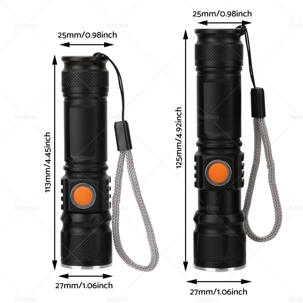 {{ 1pcs Black USB Rechargeable LED Flashlight Waterproof Torch Outdoor }} - Buy Car Parts Online at {{ Kaka Auto Parts }}.