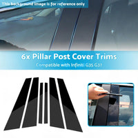 6x Black Pillar Post Cover Trims Suitable for Infiniti G35 G37 Sedan 02-13