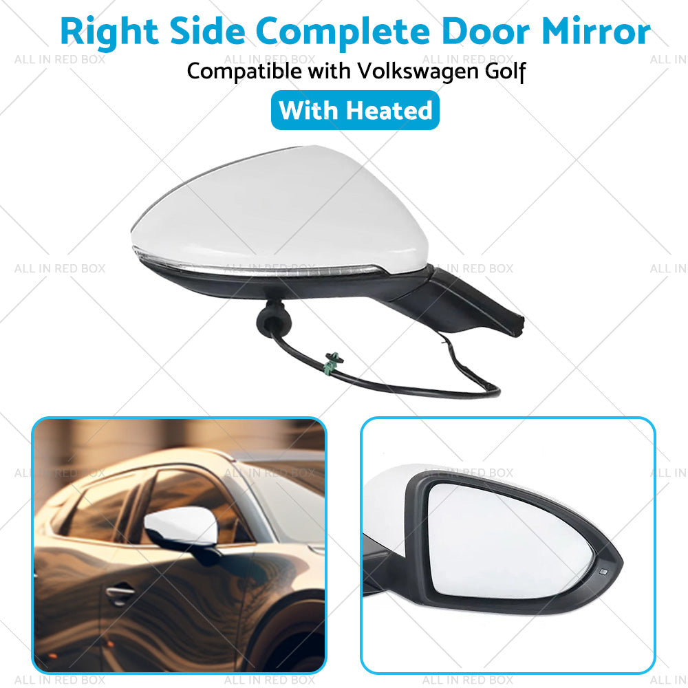 {{ Door Mirror Suitable for VW Golf MK7 2013-2021 Right Driver Side White Heated }} - Buy Car Parts Online at {{ Kaka Auto Parts }}.