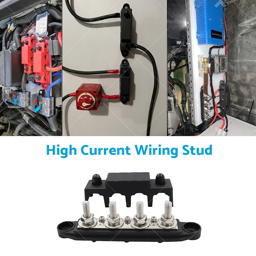 {{ 2PCS M8 4 Post 250A DC 48V Studs Bus Bar Power Distribution Box Terminal Block }} - Buy Car Parts Online at {{ Kaka Auto Parts }}.