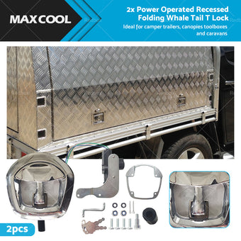compare product 2x Power Operated Recessed Folding Whale Tail T Lock Handle Traile Tool Box