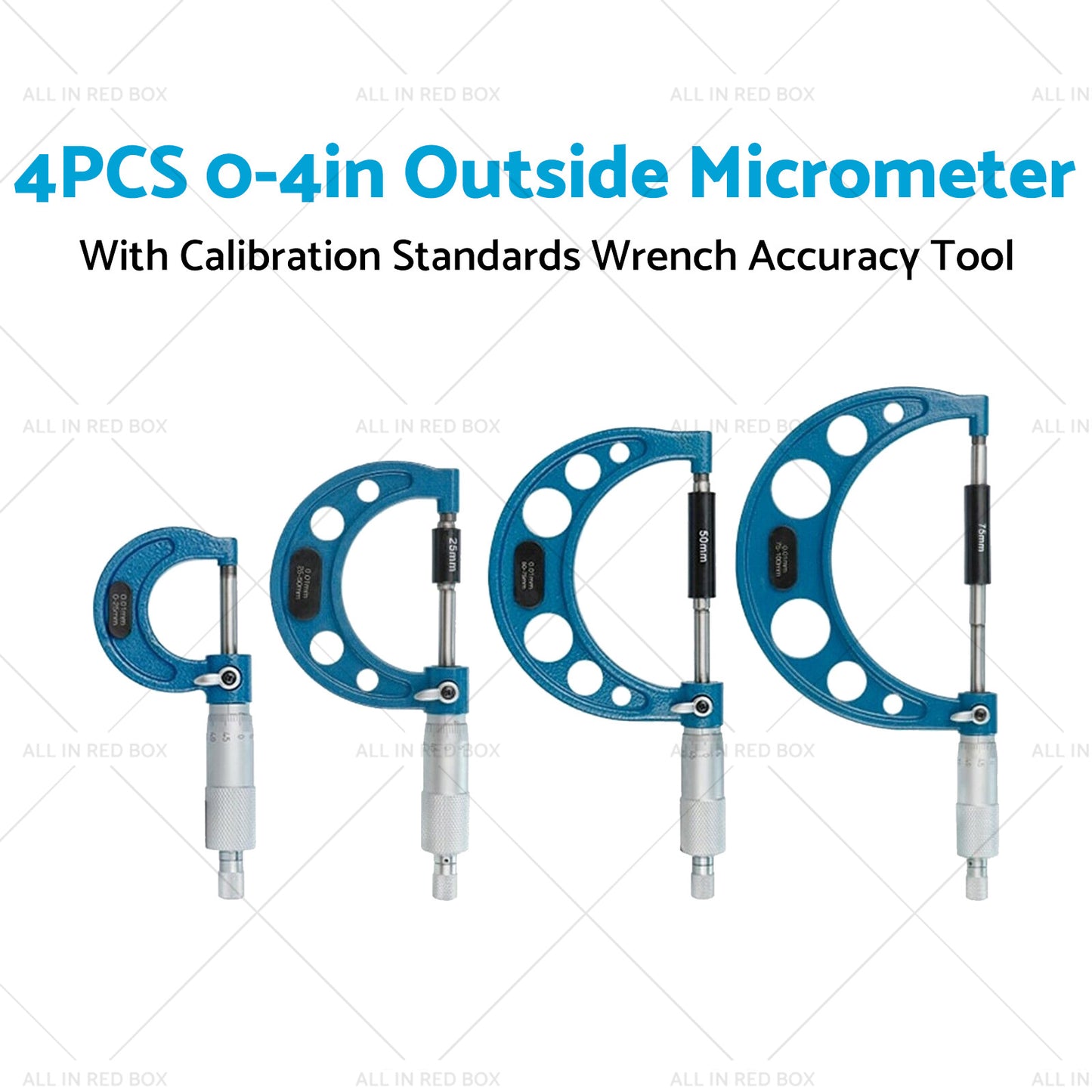 {{ 0-4in Outside Micrometer Set With Calibration Standards Wrench Accuracy Tool }} - Buy Car Parts Online at {{ Kaka Auto Parts }}.