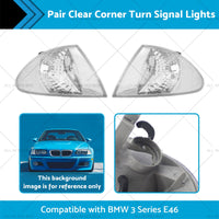 Pair Clear Corner Turn Signal Lights Suitable for BMW E46 98-01 3 Series