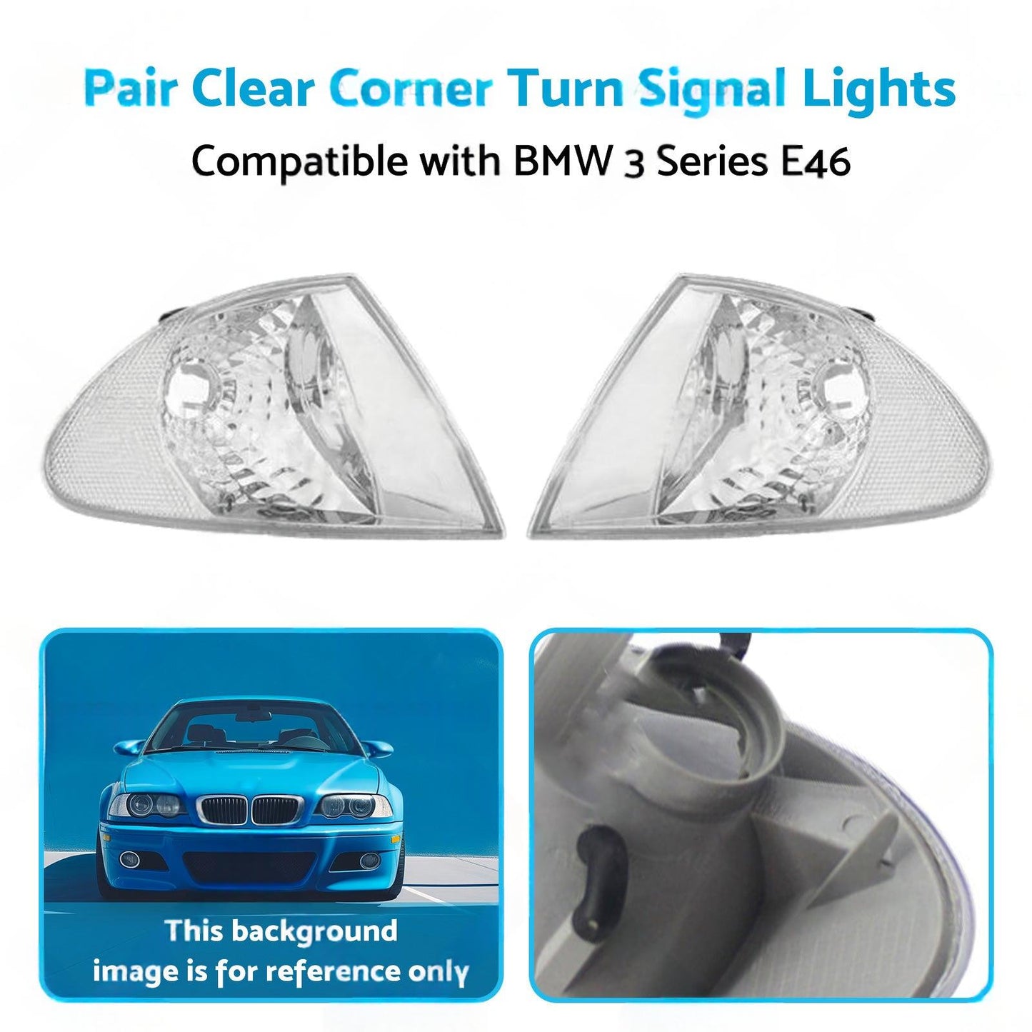 Pair Clear Corner Turn Signal Lights Suitable for BMW E46 98-01 3 Series
