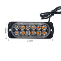 12 LED Strobe Light Emergency Warning Beacon White Amber 12V/24V