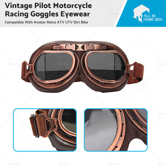 {{ Vintage Pilot Motorcycle Racing Goggles Aviator Retro ATV UTV Dirt Bike Eyewear }} - Buy Car Parts Online at {{ Kaka Auto Parts }}.