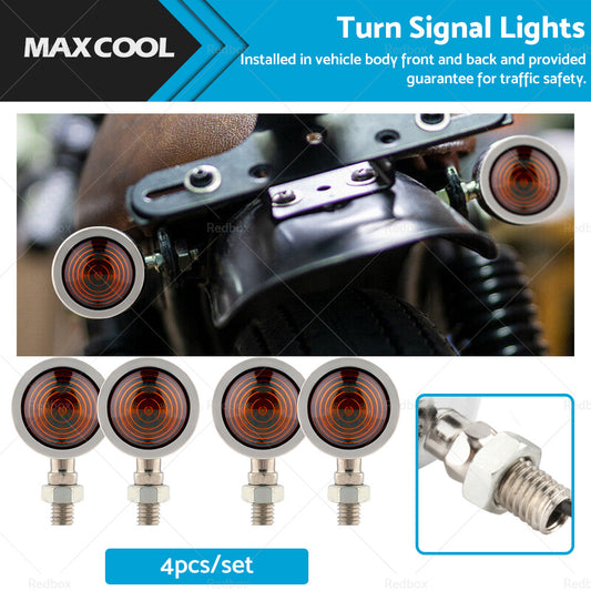 {{ 4x Chrome Motorcycle Amber Bullet Turn Signal Indicators Blinkers Universal Lamp }} - Buy Car Parts Online at {{ Kaka Auto Parts }}.