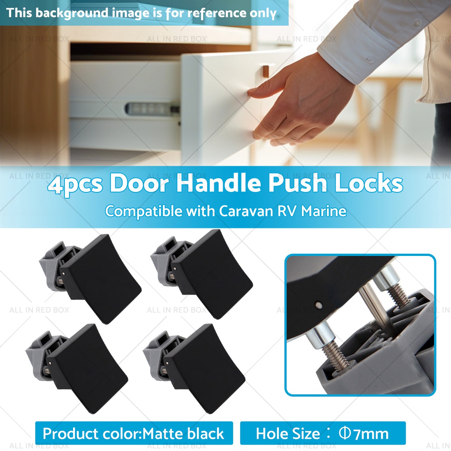 {{ 4pcs Handle Push Locks Square Shape Suitable for Caravan RV Marine Latch Knob }} - Buy Car Parts Online at {{ Kaka Auto Parts }}.