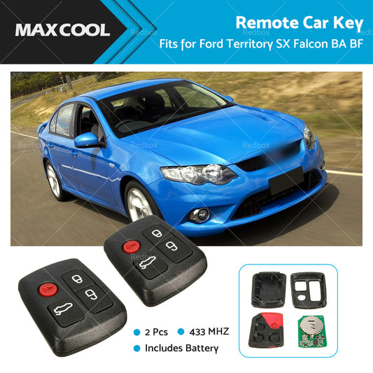 {{ 2PCS 4 Buttons 433MHz Remote Car Key For Ford Territory SX XR6 XR8 Falcon BA BF }} - Buy Car Parts Online at {{ Kaka Auto Parts }}.