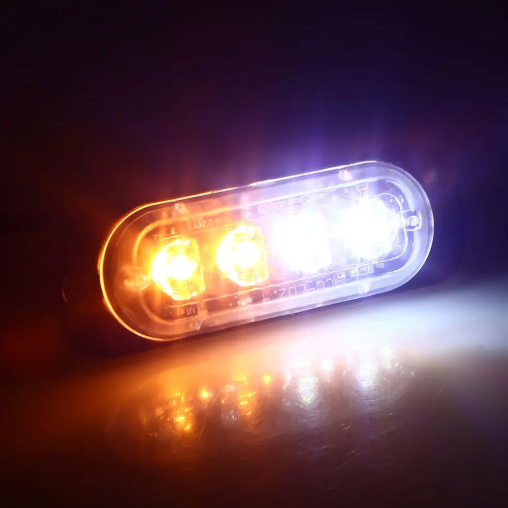 10x Amber & White LED Car Emergency Beacon Warning Strobe Lights Flashing Hazard