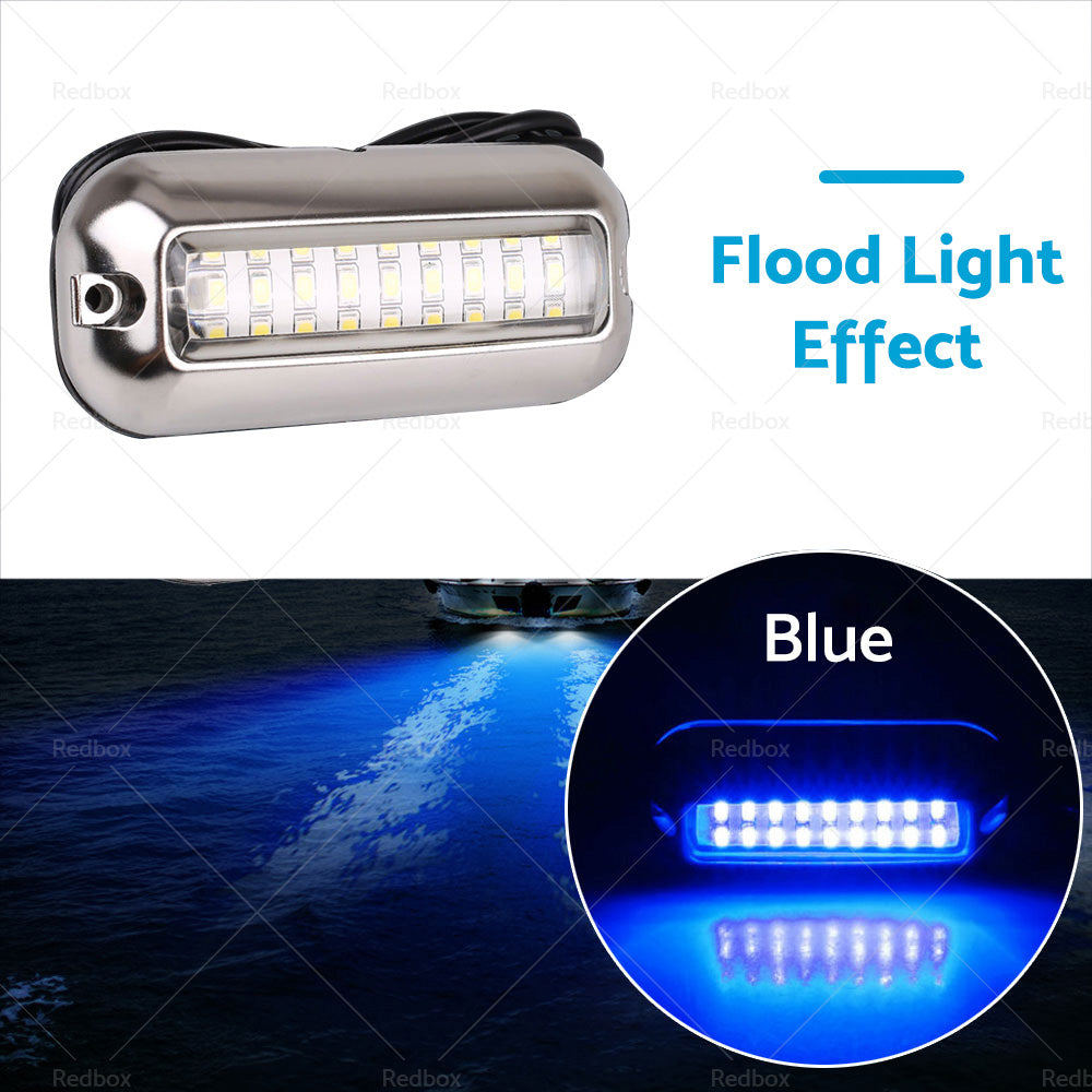 {{ 2x Blue 27LED Underwater Boat Marine Transom Light 316 Stainless Steel Pontoon }} - Buy Car Parts Online at {{ Kaka Auto Parts }}.