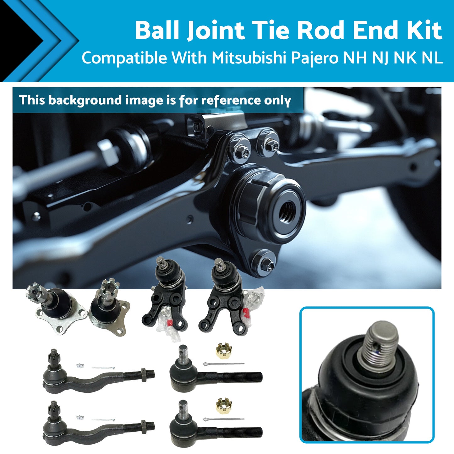 Ball Joint Tie Rod End Kit Suitable for Mitsubishi Pajero NH NJ NK NL 4WD 91-00